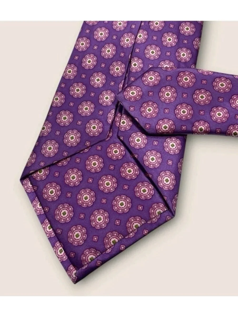 BROOKS BROTHERS GOLDEN FLEECE 7fold Silk Tie USA Purple Pink Floral W:4.2